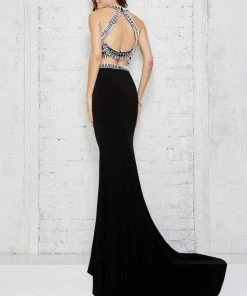 Formal Gowns Angela & Alison - 71015 Two-Piece Halter Cutout Sheath Gown