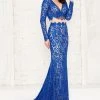 Angela & Alison - 71016 Lace Deep V-neck Sheath Dress Formal Gowns 2 Angela & Alison - 71016 Lace Deep V-neck Sheath Dress Formal Gowns