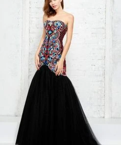 Angela & Alison - 71033 Multi-Colored Embroidered Dress