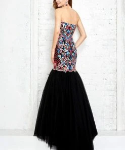 Angela & Alison - 71033 Multi-Colored Embroidered Dress