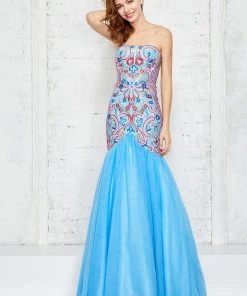 Angela & Alison - 71033 Multi-Colored Embroidered Dress