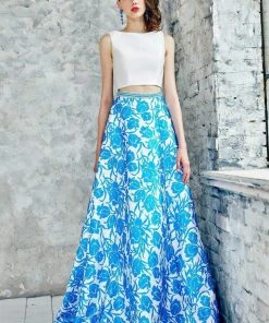 Angela & Alison - 71035 Floral Bateau Neck A-line Dress Formal Gowns 9 Angela & Alison - 71035 Floral Bateau Neck A-line Dress Formal Gowns