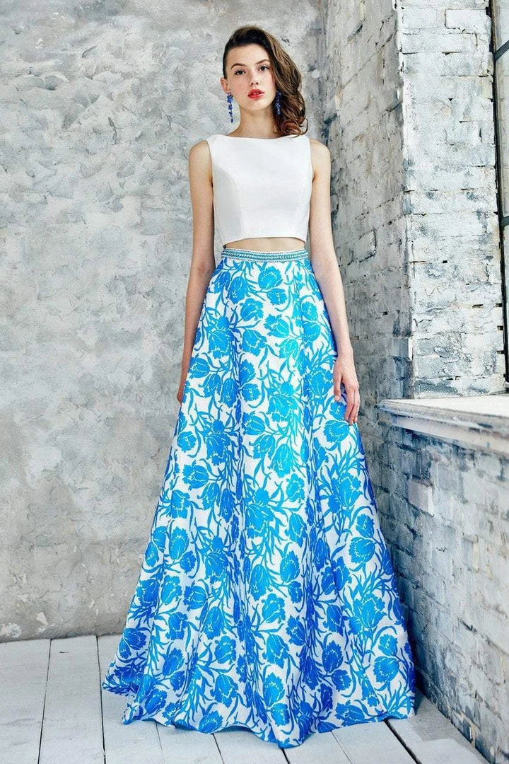 Angela & Alison - 71035 Floral Bateau Neck A-line Dress Formal Gowns 6 Angela & Alison - 71035 Floral Bateau Neck A-line Dress Formal Gowns