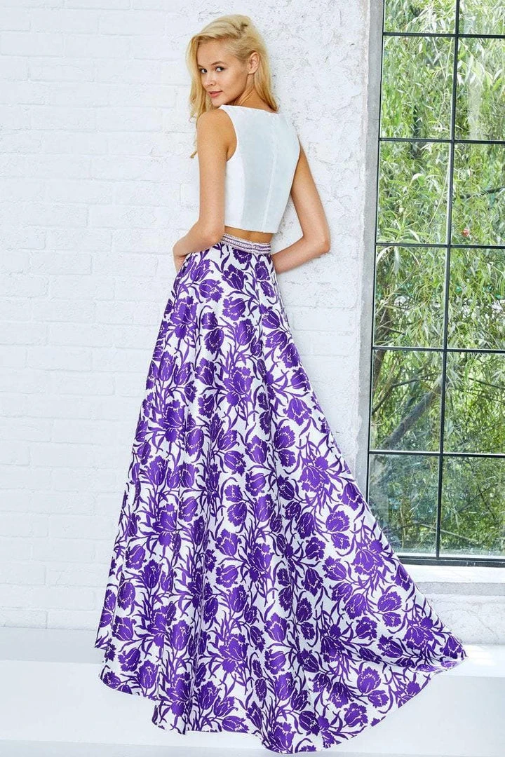 Angela & Alison - 71035 Floral Bateau Neck A-line Dress Formal Gowns 5 Angela & Alison - 71035 Floral Bateau Neck A-line Dress Formal Gowns