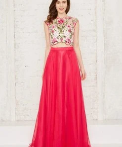 Angela & Alison - 71037 Scalloped Jewel Neck A-line Dress Formal Gowns