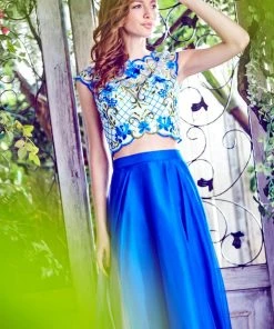 Angela & Alison - 71037 Scalloped Jewel Neck A-line Dress Formal Gowns