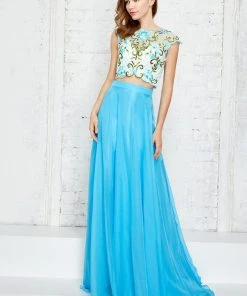 Angela & Alison - 71037 Scalloped Jewel Neck A-line Dress Formal Gowns