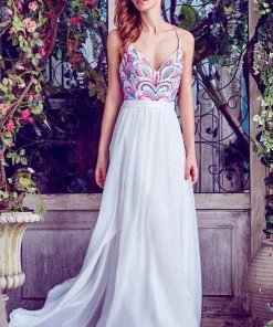 Angela & Alison - 71038 Sequined Sleeveless A Line Long Dress Formal Gowns