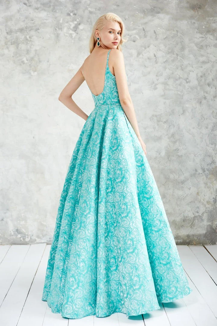 Angela & Alison - 71048 Slim Straps Floral Festooned Ballgown 4 Angela & Alison - 71048 Slim Straps Floral Festooned Ballgown