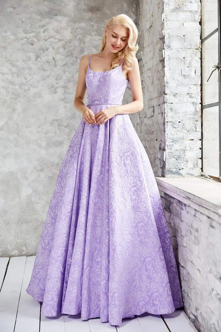 Angela & Alison - 71048 Slim Straps Floral Festooned Ballgown 5 Angela & Alison - 71048 Slim Straps Floral Festooned Ballgown