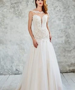 Angela & Alison - 71052 Sequined Lace Sheer Cap Sleeve Trumpet Gown Formal Gowns