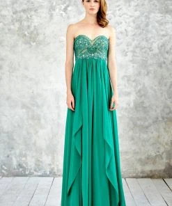 Angela & Alison - 71065 Strapless Beaded Empire Gown
