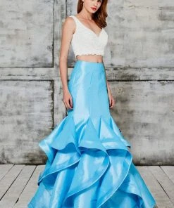 Angela & Alison - 71066 Beaded Two Piece Ruffled Trumpet Gown Formal Gowns 9 Angela & Alison - 71066 Beaded Two Piece Ruffled Trumpet Gown Formal Gowns