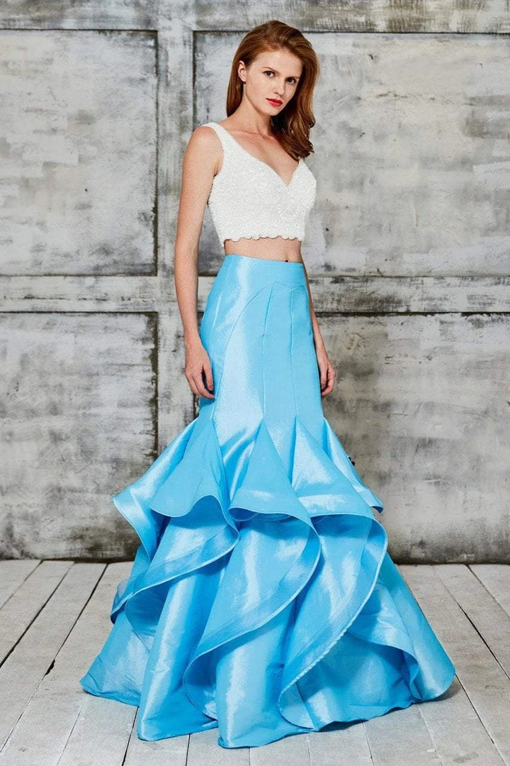 Angela & Alison - 71066 Beaded Two Piece Ruffled Trumpet Gown Formal Gowns 6 Angela & Alison - 71066 Beaded Two Piece Ruffled Trumpet Gown Formal Gowns