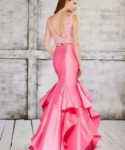 Angela & Alison - 71066 Beaded Two Piece Ruffled Trumpet Gown Formal Gowns 8 Angela & Alison - 71066 Beaded Two Piece Ruffled Trumpet Gown Formal Gowns