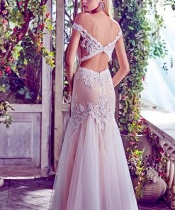 Angela & Alison - 71067 Lace Embroidered Off Shoulder Prom Gown Formal Gowns