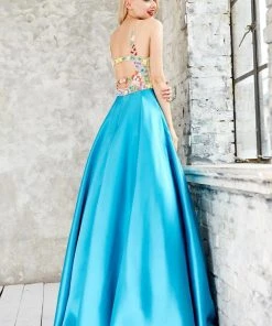 Angela & Alison - 71068 Floral Embellished Ballgown Formal Gowns 5 Angela & Alison - 71068 Floral Embellished Ballgown Formal Gowns