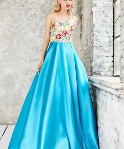 Angela & Alison - 71068 Floral Embellished Ballgown Formal Gowns