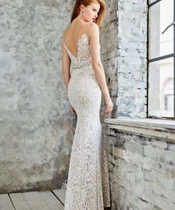 Angela & Alison - 71073 Lace Illusion Jewel Sheath Dress 14 Angela & Alison - 71073 Lace Illusion Jewel Sheath Dress