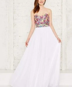 Angela & Alison - 71083 Embroidered Sweetheart A-line Dress