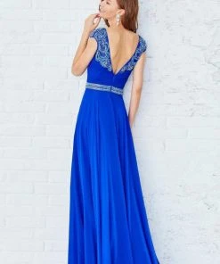 Formal Gowns Angela & Alison - 71123 Beaded Ruched V-neck Dress