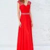 Formal Gowns Angela & Alison - 71123 Beaded Ruched V-neck Dress
