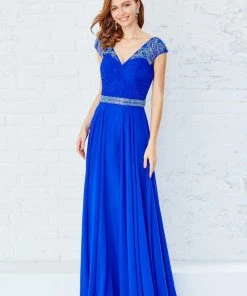 Formal Gowns Angela & Alison - 71123 Beaded Ruched V-neck Dress