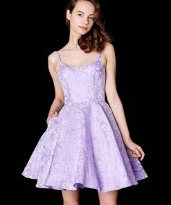 Cocktail Dresses Angela & Alison - 72008 Floral Scoop A Line Cocktail Dress