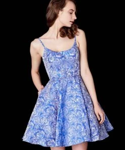 Cocktail Dresses Angela & Alison - 72008 Floral Scoop A Line Cocktail Dress