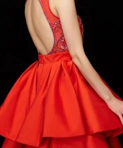 Cocktail Dresses Angela & Alison - 72013 Bejeweled Sheer Bateau A-line Dress