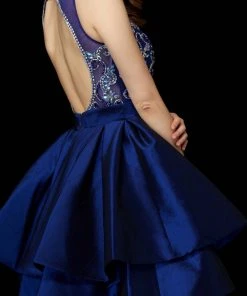 Cocktail Dresses Angela & Alison - 72013 Bejeweled Sheer Bateau A-line Dress