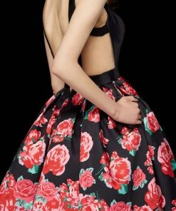 Angela & Alison - 72014 Deep V-neck Floral Dress Cocktail Dresses 13 Angela & Alison - 72014 Deep V-neck Floral Dress Cocktail Dresses