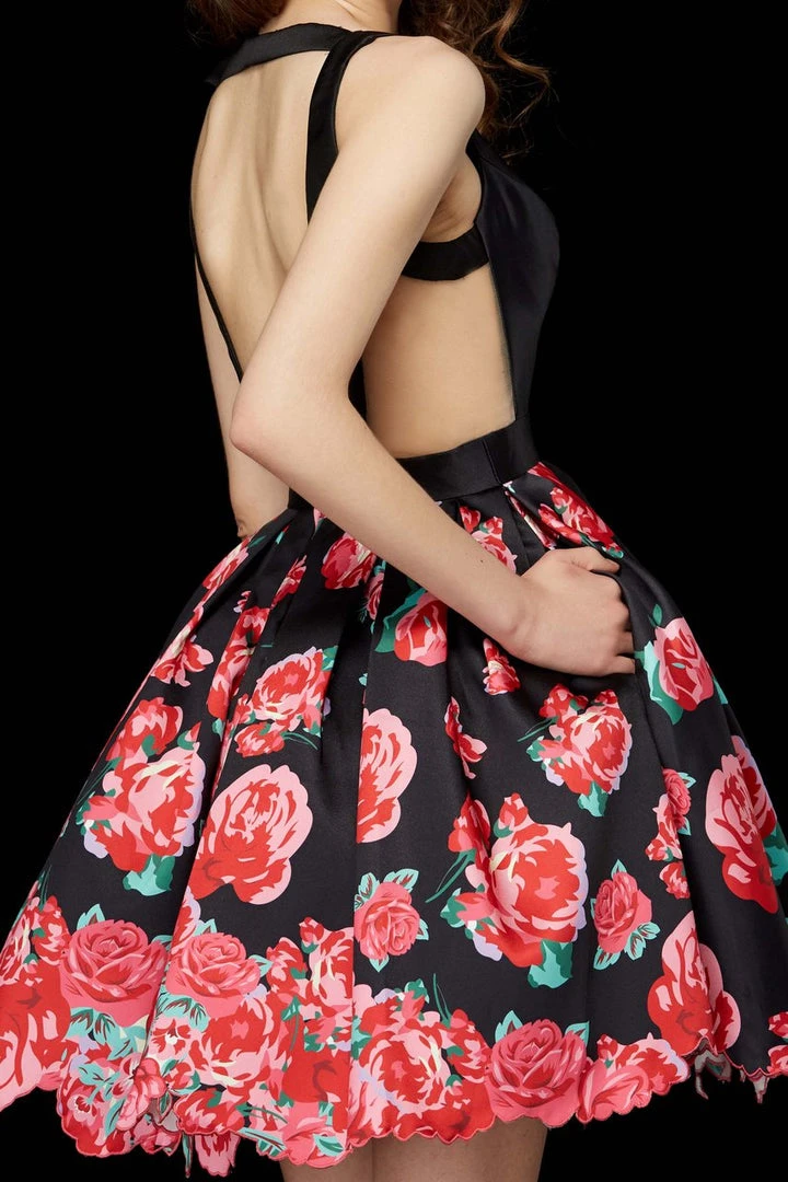 Angela & Alison - 72014 Deep V-neck Floral Dress Cocktail Dresses 6 Angela & Alison - 72014 Deep V-neck Floral Dress Cocktail Dresses