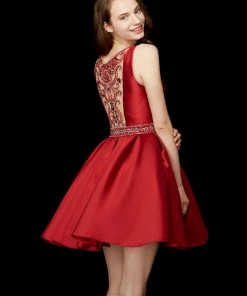 Angela & Alison - 72017 Sultry Sleeveless Satin Short Dress