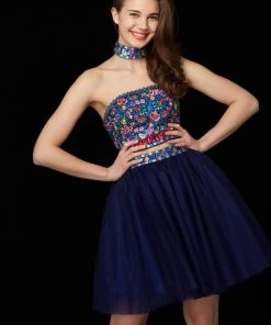 Angela & Alison - 72022 Embroidered Two-Piece Tulle Dress