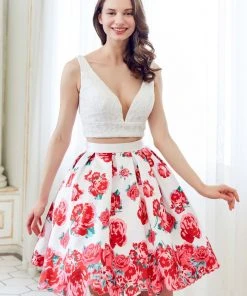 Angela & Alison - 72025 Two Piece Lace Floral Printed Dress Cocktail Dresses 14 Angela & Alison - 72025 Two Piece Lace Floral Printed Dress Cocktail Dresses