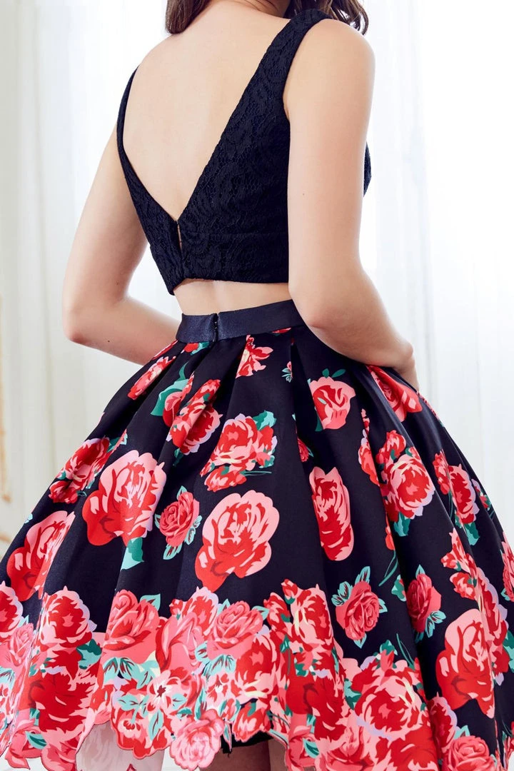 Angela & Alison - 72025 Two Piece Lace Floral Printed Dress Cocktail Dresses 6 Angela & Alison - 72025 Two Piece Lace Floral Printed Dress Cocktail Dresses