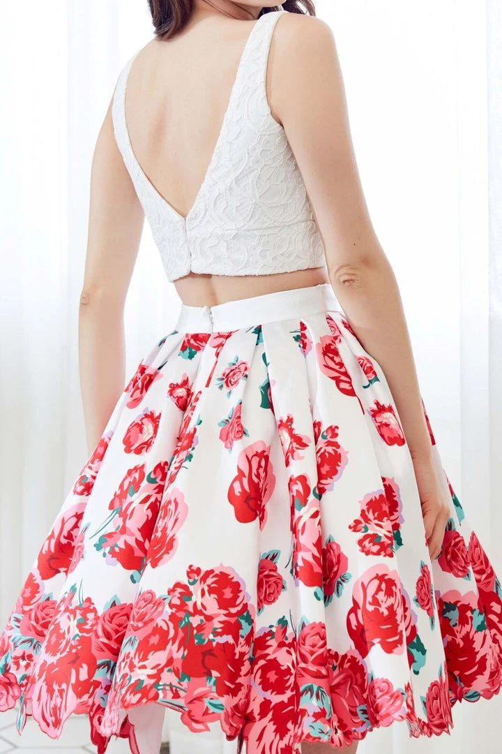 Angela & Alison - 72025 Two Piece Lace Floral Printed Dress Cocktail Dresses 10 Angela & Alison - 72025 Two Piece Lace Floral Printed Dress Cocktail Dresses