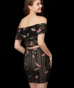 Cocktail Dresses Angela & Alison - 72027 Two Piece Floral Lace Embroidered Dress