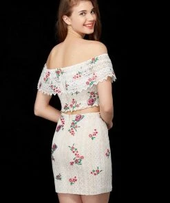 Cocktail Dresses Angela & Alison - 72027 Two Piece Floral Lace Embroidered Dress