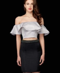 Cocktail Dresses Angela & Alison - 72045 Two-Piece Off-Shoulder Short Dress