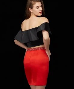 Cocktail Dresses Angela & Alison - 72045 Two-Piece Off-Shoulder Short Dress