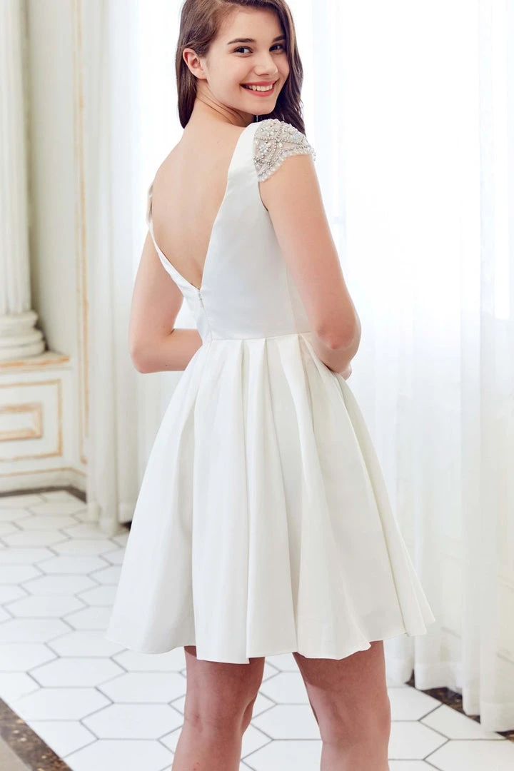 Angela & Alison - 72047 Beaded Cap Sleeves Plunging Cocktail Dress Cocktail Dresses 4 Angela & Alison - 72047 Beaded Cap Sleeves Plunging Cocktail Dress Cocktail Dresses