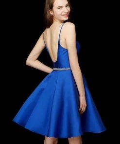 Angela & Alison - 72048 Scoop Beaded Waist A Line Cocktail Dress Cocktail Dresses