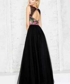 Angela & Alison - 771011 Sleeveless Bateau Floral Applique Long Gown 6 Angela & Alison - 771011 Sleeveless Bateau Floral Applique Long Gown