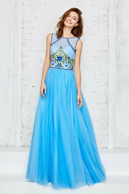 Angela & Alison - 771011 Sleeveless Bateau Floral Applique Long Gown 5 Angela & Alison - 771011 Sleeveless Bateau Floral Applique Long Gown