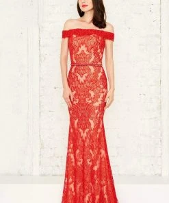 Angela & Alison - 771019 Off Shoulder Full Lace Overlay Long Prom Dress Formal Gowns 8 Angela & Alison - 771019 Off Shoulder Full Lace Overlay Long Prom Dress Formal Gowns