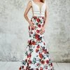 Formal Gowns Angela & Alison - 771030 Floral Print V-Neck Cutout Long Evening Gown 1 Formal Gowns Angela & Alison - 771030 Floral Print V-Neck Cutout Long Evening Gown