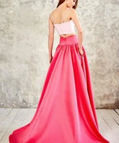 Formal Gowns Angela & Alison - 771078 Lustrous Two Piece Long Pleated Evening Gown