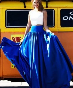 Formal Gowns Angela & Alison - 771078 Lustrous Two Piece Long Pleated Evening Gown